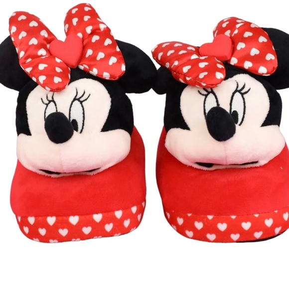 DISNEY MINNIE MOUSE SLIPPERS MICRO PLUSH Sz 9/10 NEW, FAST SHIP - Picture 2 of 7